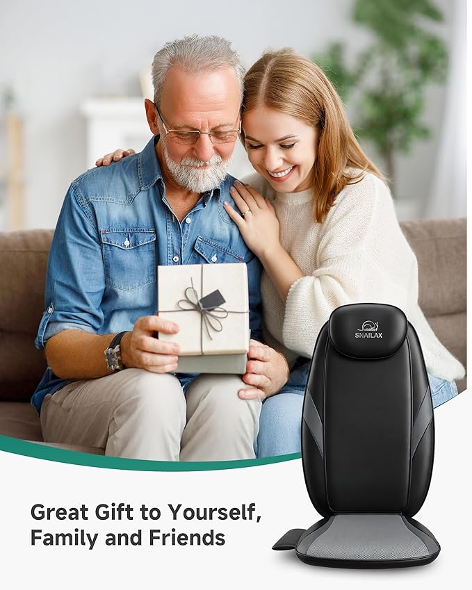 Snailax Shiatsu Back Massager with Heat Massage Chair Pad Kneading Back Massager for Pain Relief Deep Tissue Chair Massage Pad for Office Home