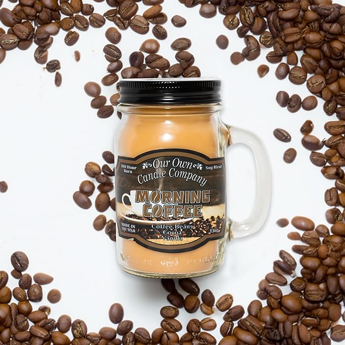 Our Own Candle Company, Morning Coffee Scented Mason Jar Candle, 100 Hour Burn Time, 13 Ounces