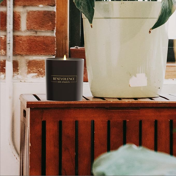 Benevolence LA Pine Scented Candle | Soy Christmas Candles, Black Candle for Home | Holiday Candles Gifts for Women and Men | Home Fragrance | Aromatherapy | Bathroom Freshener | 8oz, 45 Hour Burn