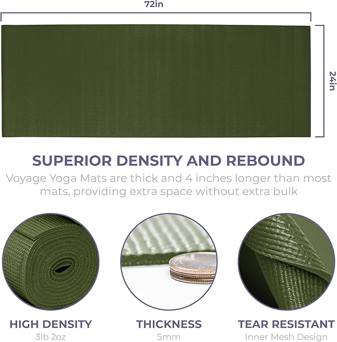 Sunshine Yoga Voyage Yoga Mat, 6 Pack, 72" x 24" Professional Studio and Gym Bulk Yoga Mats, 5mm Thick, Durable, Anti-Tear, Non Slip Fitness and Exercise Mats