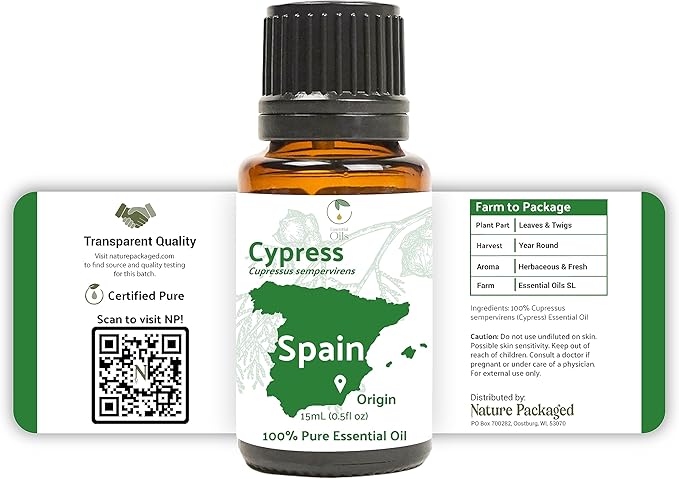 Cypress Essential Oil - Direct from Essential Oils SL in Mediterranean Spain - Aceite de Ciprés for Diffuser, 100% Pure Therapeutic Grade - Aromatheraphy, Skincare (8oz)