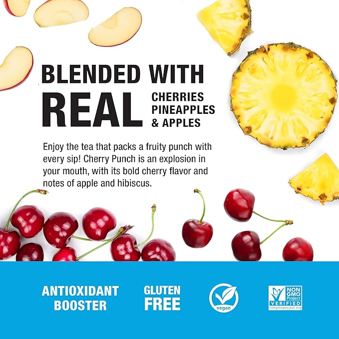 Tiesta Tea - Cherry Punch, Loose Leaf, Sweet Cherry Herbal Drink, Premium Blend, Non-Caffeinated Fruit Tea, Makes Hot or Iced & Up to 50 Cups, 4oz Refillable Tin