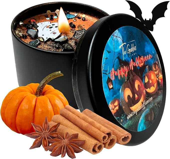 Halloween Candle | Pumpkin Spice Candle | Pumpkin, Cloves, Buttercream, Cinnamon, and Vanilla Scented Candles for Home | Soy Candles Non Toxic | Halloween Decor | Fall Candles | Wiccan (Large 14oz)