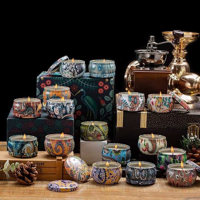 Set 16 Pack Scented Candles Gifts Soy Wax Travel Tin Jar Candles for Home 2.5 OZ Scented Candles for Mom for Christmas, Birthday, Thanksgiving, Mother's Day…