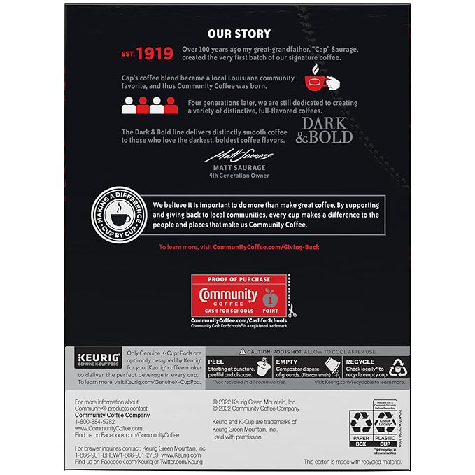 Community Coffee Dark & Bold Exxtra Boost 96 Count Coffee Pods, Compatible with Keurig 2.0 K-Cup Brewers, 24 count (Pack of 4)
