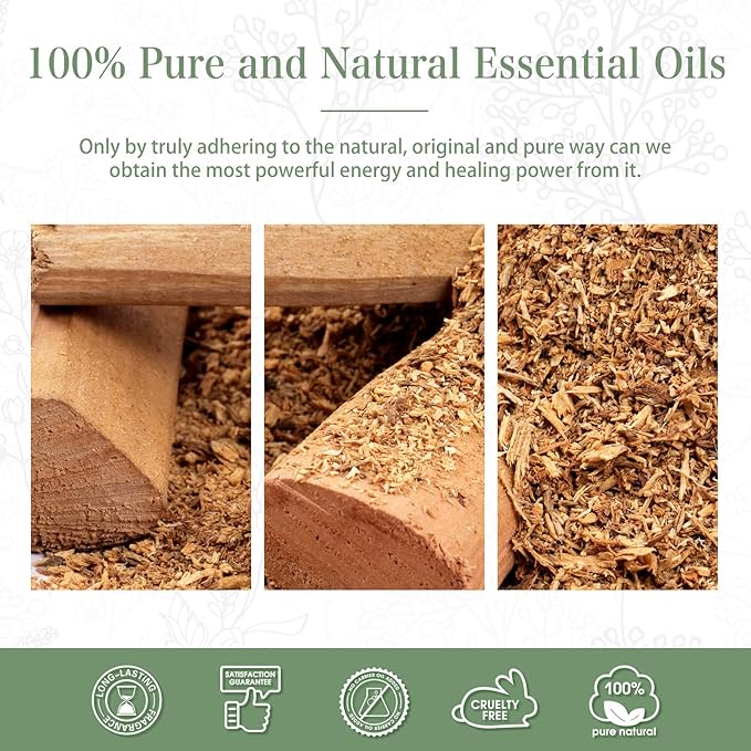 PHATOIL 100ML Sandalwood Essential Oil, Pure Aromatherapy Essential Oils for Diffuser, Humidifier, Relax, Scented Oils for Soap, Candle Making, Huge 3.38fl.oz Bottle