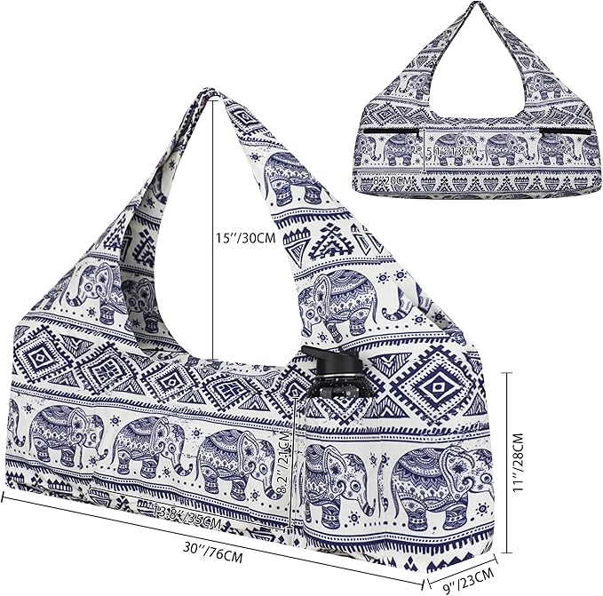 jswuffx Large Yoga Mat Bag Yoga Bags and Carriers Fits All You Stuff Yoga Tote Bag with Yoga Mat Strap, Elastic Pockets and Zipper Pockets