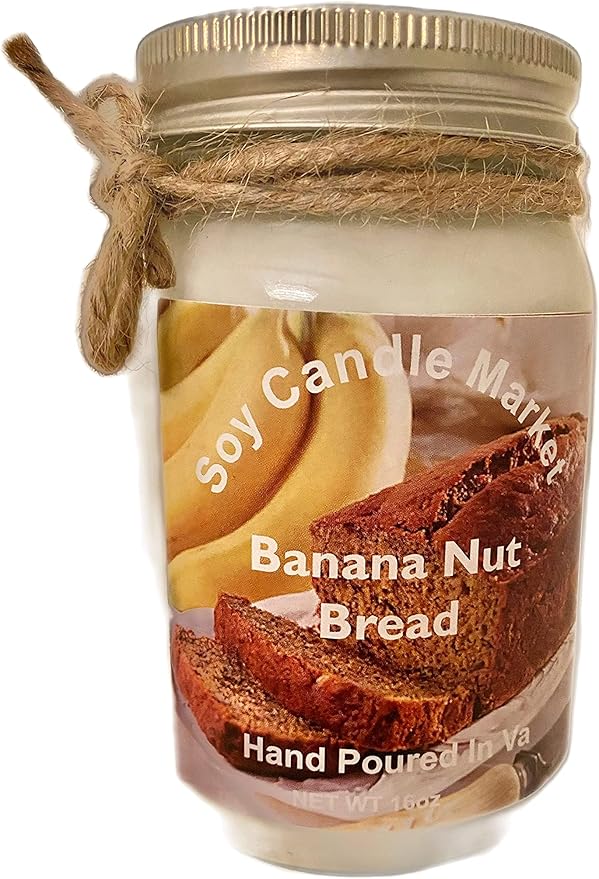 Soy Scented Candles | Handmade & Highly Aromatic Candles Burns Upto 85 Hours in Glass Jar - Perfect for Home Decor, Wedding, Birthday, Dinner (Banana Nut Bread, 16 oz)