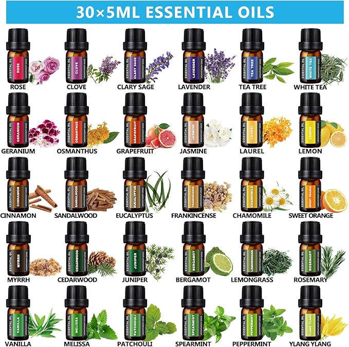 550 ML Aroma Diffiser with Essential Oils Set, Essential Oil Diffuser with Remote, Ultrasonic Technology Aromatherapy Diffusers Auto Shut-Off for Office, Home