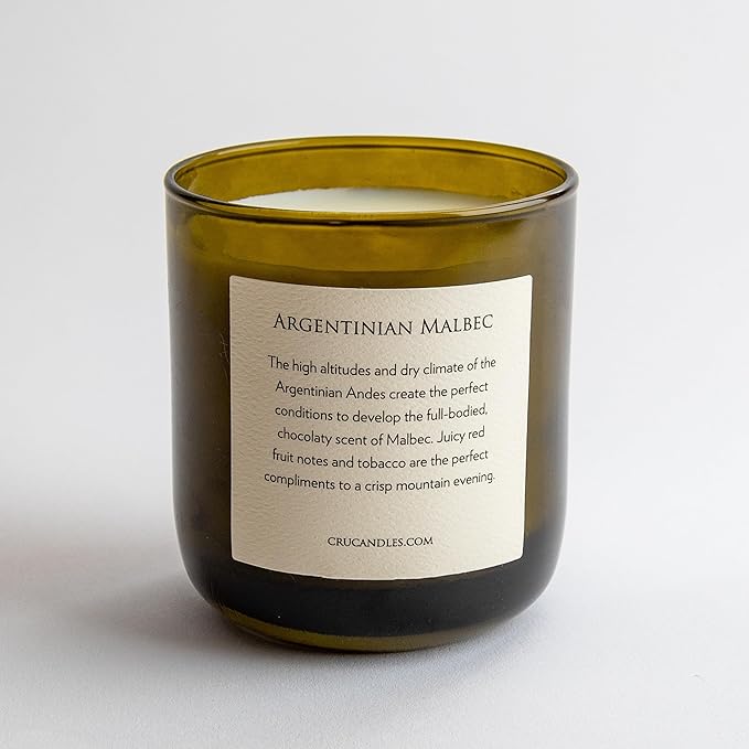 Cru Wine Scented Candles - Argentinian Malbec Scent - Clean Burning, Non Toxic Candle, Luxury Decor Soy Candles for Home Scented, Relaxing Gifts for Women, Aesthetic Soy Candle for Men, Made in USA