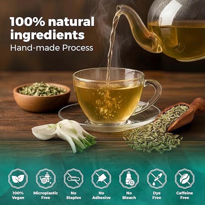Lavitali, Fennel Tea Bags | 60 bags, 100% Pure Herbal Tea | Caffeine-Free, Natural Essential Oil, Eco-Friendly Filter Bag | Daily Natural Botanical, Hot or Iced Herbal Infusion