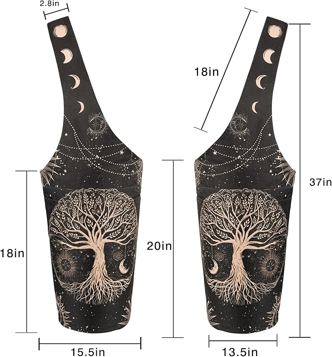 Fashion Printed Yoga Mat Bag with Large Side Pocket & Zipper Pocket Long Tote Yoga Bag Fit Most Size Mats - Holds More Yoga Accessories