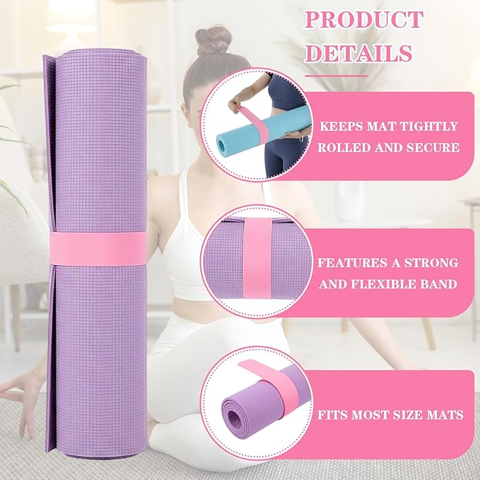 APLZGMG Yoga Mat Strap, One Snap Yoga Mat Slap Band for Keep Mats Tightly Rolled, Elastic One Snap Straps Band