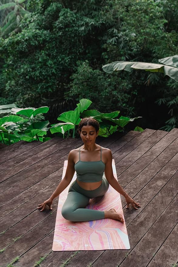 YOGA DESIGN LAB | The Combo Yoga Mat | 2-in-1 Mat+Towel | Eco Luxury | Ideal for Hot Yoga, Power, Bikram, Ashtanga, Sweat | Studio Quality | Includes Carrying Strap!