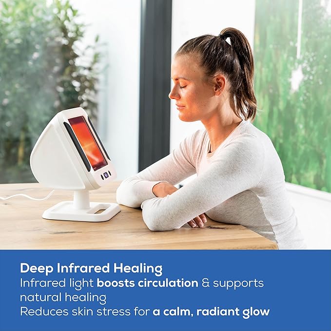 Beurer IL60 Infrared Heat Lamp for Red Light Therapy for Face, Body, Sinus & Skin, Pain Relief & Muscle Recovery, Adjustable Treatment Time, Protective Eyewear Included
