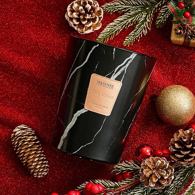M&SENSE Extra Large Candle 35oz 150H OudWood Scented Candle, 3 Wick Highly Scented Jar Candle, XL Candles Gift for Women and Men