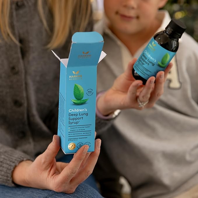 Children's Deep Lung Support Syrup, Herbal Formula for Respiratory Health, Clear Breathing, Bronchial Congestion, Natural Mint Flavor, Plant-Based - 5.1 Fl oz (30 Servings)
