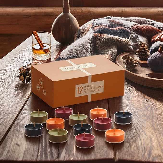 PartyLite Set of 12 Tea Lights Sampler Candles, Aromatherapy Holiday Hideaway Scented Candles Gift Set, Up to 4 to 6 Hours Burn Time