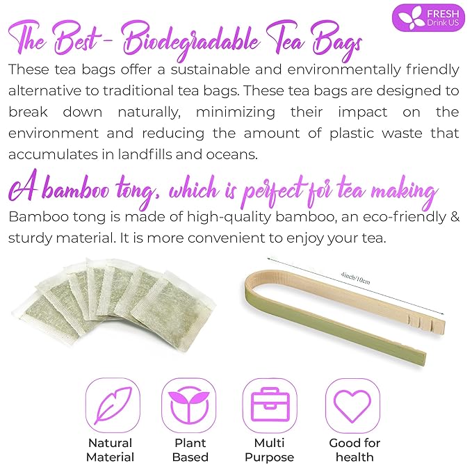 FreshDrinkUS, Premium 75 Astragalus Root Tea Bags, 100% Natural & Pure from Astragalus Root Herbal Tea. Made with Natural Material Tea Bags. No Sugar, No Caffeine, No Gluten, Vegan.