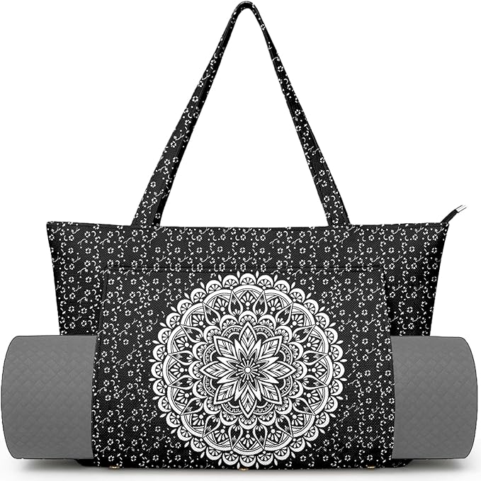 Adalore Women's Yoga Bag with Yoga Mat Carrier - Large Mat Pocket Fitness Tote for Pilates, Gym, Travel, Office & Beach