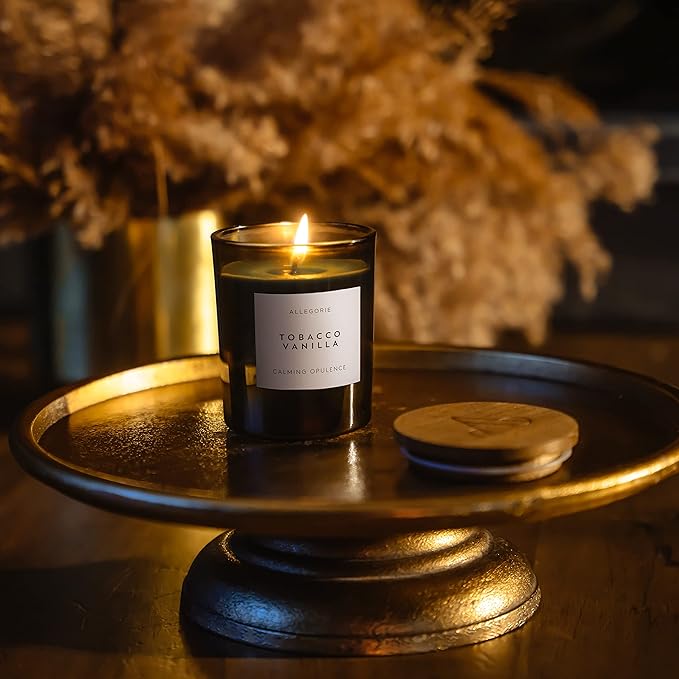 Set of Three Scented Candles for Men | Masculine scents of Bergamot & Sandalwood. Leather & Mahogany, Tobacco & Vanilla | 3 x Natural Soy Wax Candle for Men (5.6oz)