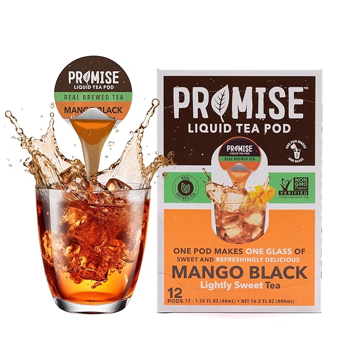 Promise Tea by Java House - Cold-Brewed Tea Concentrate Pods - Ethically Sourced - Mango Black Lightly Sweet Tea - Pack of 12