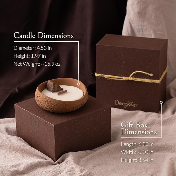 DeepFlow Spiritual Healing Candle, Tiger's Eye Grounded Confidence, Prosperity Action Ritual for Focus, Natural Mind Wellness Blend, Steadying Warm Wood Scent for Workspace Wellness (Tiger’s Eye)