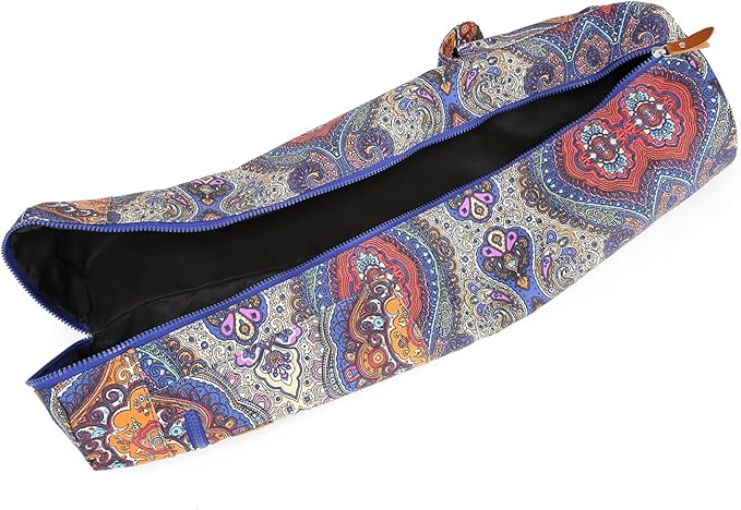 ELENTURE Canvas Yoga Mat Bag with Adjustable Strap & Pockets, Full-Zip Travel Gym Tote for Women & Men, Fits 1/4" & 1/3" Thick Mats, Lightweight Carrier for Yoga, Workout, Outdoor Use