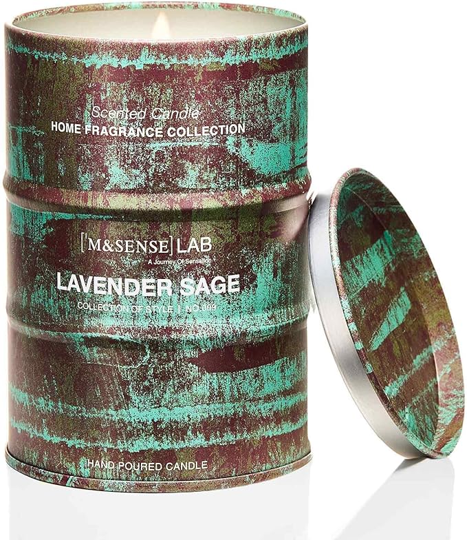 M&SENSE Lavender Sage Scented Candles Natural Non Toxic, Aromatherapy Candle for Stress Relief Meditation Relaxing, Housewarming Gifts for Women Men, 11.3oz 70 Hour Long Burning