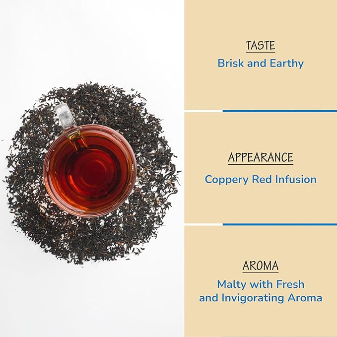BREWIX, Assam Black Tea Leaves (50+ Cups, 3.53oz/100g) High Caffeine Gluten Free | Strong and Malty | Loose Leaf | Resealable Bag | Perfect for Strong Morning Tea