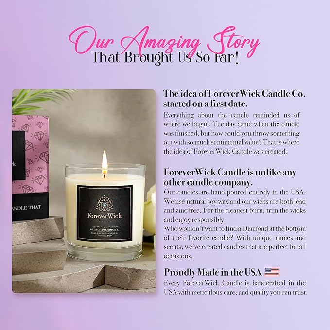 ForeverWick Surprise Candle with Diamond Inside | Foreverwick Candles | Fruit Scented Soy Candles Gifts for Women Aromatherapy Candle Wax | All-Natural Organic Soy Candle 14oz | 70h