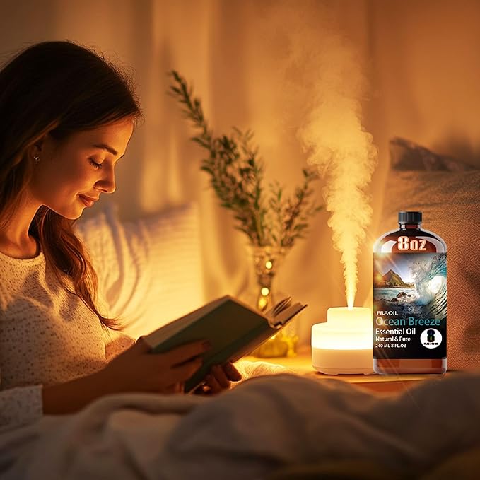 Ocean Breeze Essential Oil, Ocean Breeze Oil 8 Fl Oz 240ML for Diffuser Humidifier Yoga Cleaning DIY Candle Soap Making Perfume Gift for Women Fragrance Oils