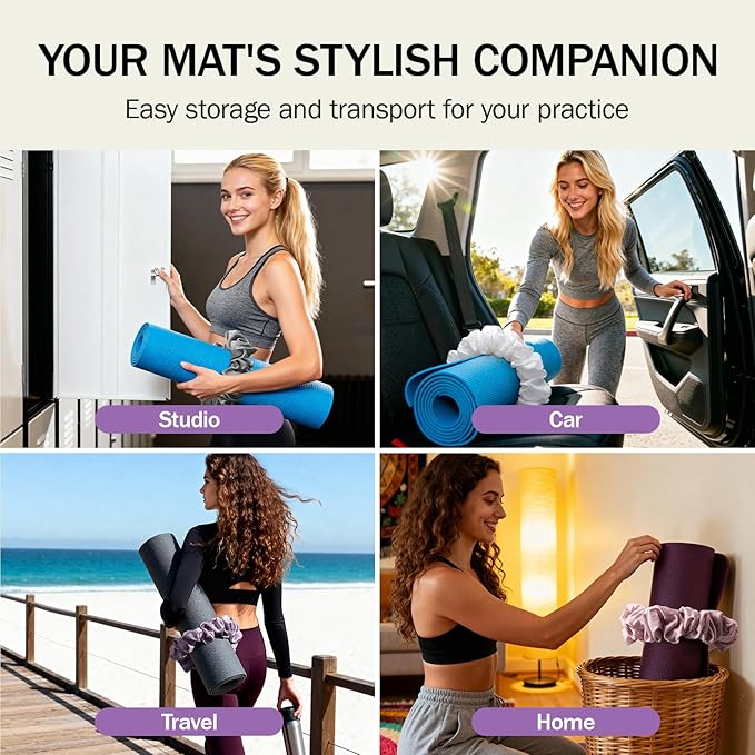 Slim Panda Yoga Mat Scrunchie,Style & Cute Mat Strap,Stretchable Velvet Fabric Fits All Standard Yoga Mats (mat not included)