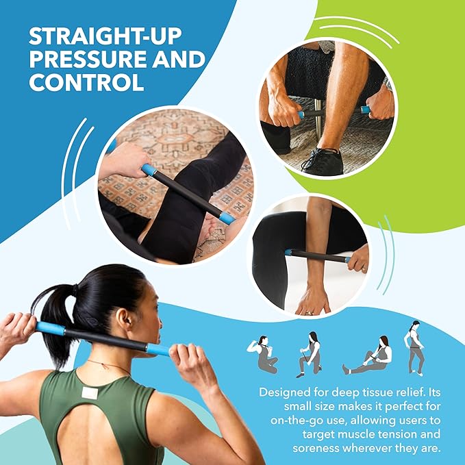 RAD Rod Mini – 16in Compact Deep Tissue Massage Roller Stick – Travel-Ready Myofascial Release Tool for Legs, Back, Neck, Arms & Shoulders – Muscle Roller for Mobility & Recovery