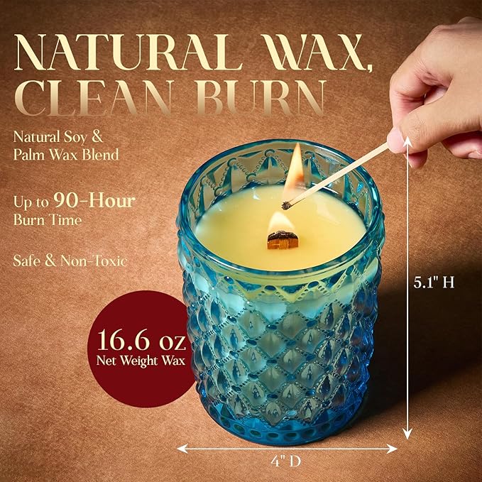 M&SENSE Jasmine Garland Scented Candle | 16.6oz, 100-Hour Burn | Natural Non-Toxic Soy Wax | Long-Lasting for Mood Healing and Gifting |for Bathroom, Kitchen, Office