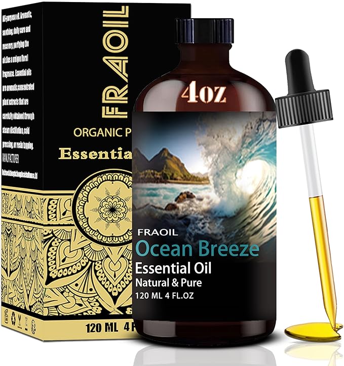 Ocean Breeze Essential Oil, Ocean Breeze Oil 4 Fl Oz 120ML for Diffuser Humidifier Yoga Cleaning DIY Candle Soap Making Perfume Gift for Women Fragrance Oils