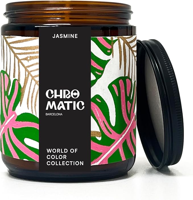 Jasmine Scented Candle for Women, 9oz Candle for Home Scented with Jasmine, 9 oz Coconut Soy Wax Candle with 50 Hour Burn Time, Hand Painted Labels.