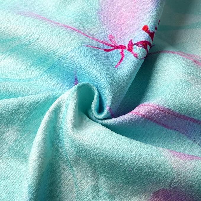 Eunzel Hot Yoga Towel, Non Slip Yoga Mat Towel Sweat Absorbent Printed Yoga Towel with Grip Dots for Hot Yoga, Pilates and Workout 72"x 24", Flower