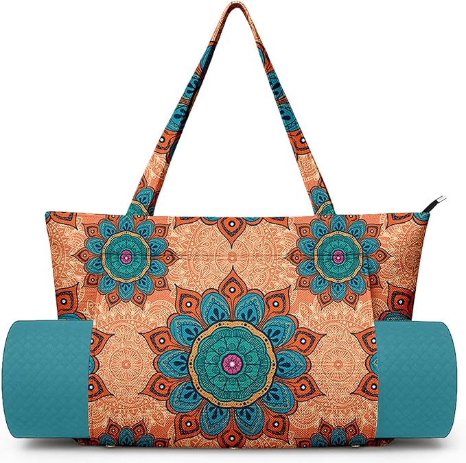 Adalore Women's Yoga Bag with Yoga Mat Carrier - Large Mat Pocket Fitness Tote for Pilates, Gym, Travel, Office & Beach