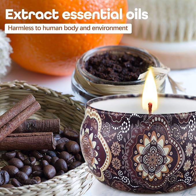 Scented Candles Set, 8 Pack Aromatherapy Candle, Stress Relief & Body Relaxation, 160H Burning, Portable Travel Tin, Candles for Home Scented, Ideal for Yoga, Meditation, Bath, Valentines Day Gifts