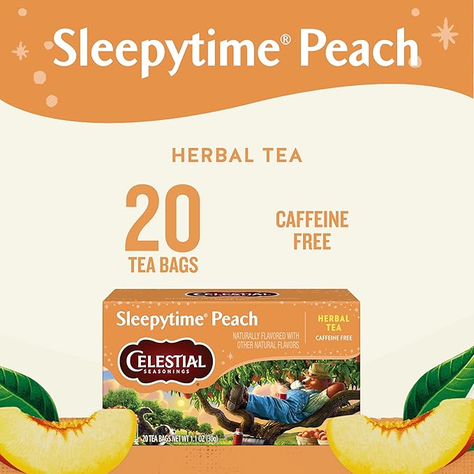 Celestial Seasonings Sleepytime Herbal Tea, Peach, Caffeine Free Sleep Tea, 20 Tea Bags Per Box (Pack of 6)