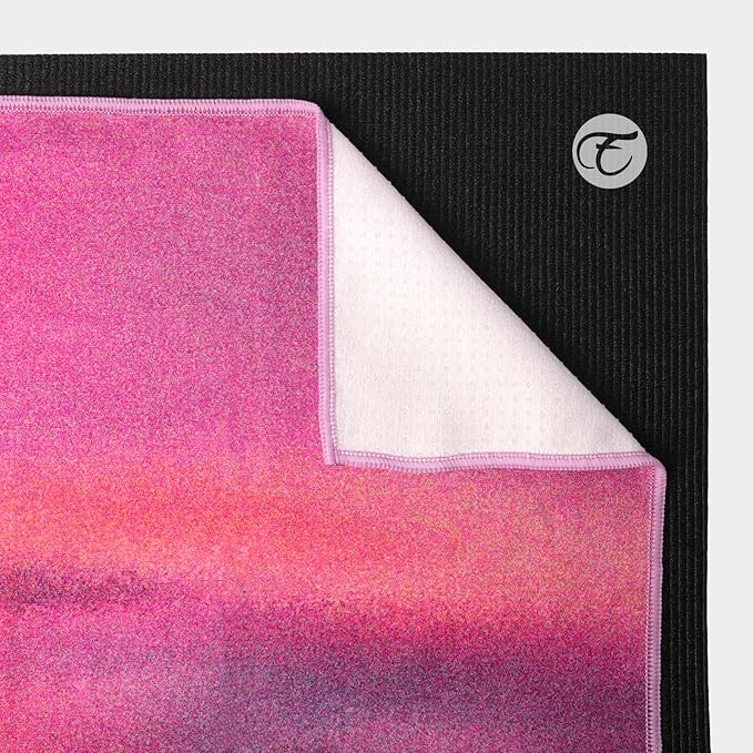 Eunzel Hot Yoga Towel, Non Slip Yoga Mat Towel Sweat Absorbent Printed Yoga Towel with Grip Dots for Hot Yoga, Pilates and Workout 72"x 24", Sunset