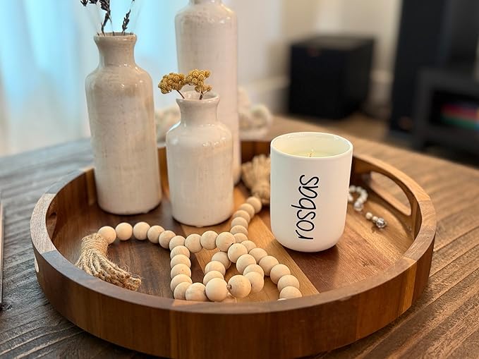 Rosbas Fraser Fir Scented Candle, Natural Soy Wax, White Ceramic Jar, 8 oz, Cotton Wick, Long Burn, Non-Toxic, Handmade in USA, Gift Box