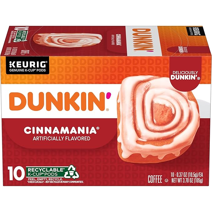 Dunkin' Bakery Series Cinnamon Coffee Roll Flavored Coffee, 10 Keurig K-Cup Pods