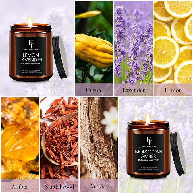Scented Candles for Home Scented Aromatherapy Candles, 4 Pack 28 Oz Soy Wax Candle Gift Set for Women Men (Lavender/Vanilla//Sandalwood Rose/Moroccan Amber)