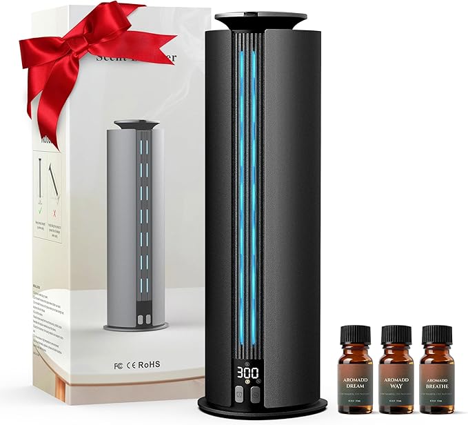 1800 Sq Ft Cordless Waterless Diffuser, 100ml Hotel Collection Diffuser Scent Air Machine for Home Cold Air Essential Oil Diffuser for Large Room Office Quiet (Black)