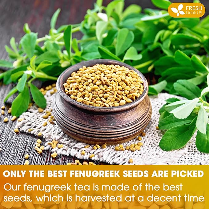 FreshDrinkUS, Premium 120 Fenugreek Tea Bags, 100% Natural & Pure from Fenugreek. Fenugreek Herbal Tea. Made with Natural Material Tea Bags. No Sugar, No Caffeine, No Gluten, Vegan.