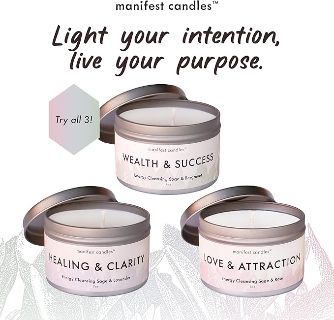 Lavender & Sage Healing Candle with Crystals Bracelet, 45 Hour Burn, Healing Spiritual Gifts for Women and Men, Healing Crystals and Stones, Manifestation Candle, Spiritual