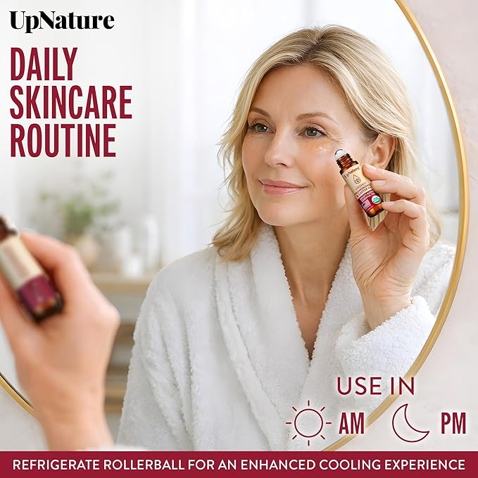 UpNature Beauty Castor Oil Roll On Eye Roller - 100% Organic Frankincense and Castor Oil for Face, Dark Circles, Fine Lines, Under Eyes and Skin