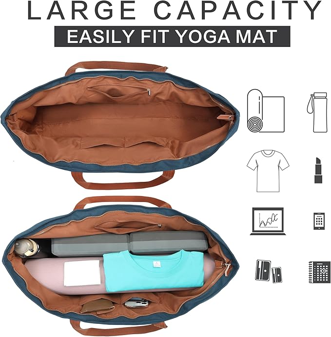 RXHOSIGAY with Multi-Functional Storage Pockets Full-Zip Extra Large Yoga Mat Tote Bag Sports Gym Pilates Bag